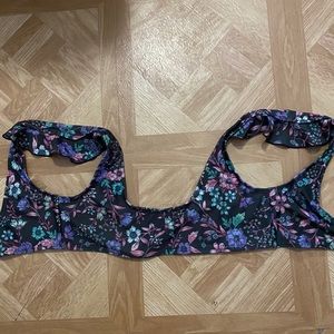 Black flower bikini top